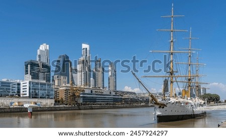 Similar – Foto Bild Strickleiter gegen blauen Himmel und Wolken