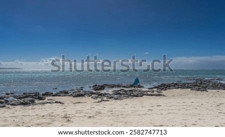 Similar – Image, Stock Photo Man standing in volcanic valley during trip