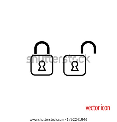 
lock open closed icon. On a gray background. Vector lustration