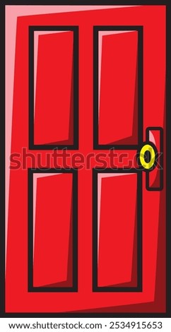 illustration of a red door with dark and light lights