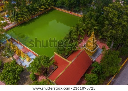 view of Xa Ton or Xvayton pagoda in Tri Ton town, one of the most famous Khmer pagodas in An Giang province, Mekong Delta, Vietnam Zdjęcia stock © 