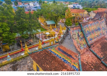 view of Xa Ton or Xvayton pagoda in Tri Ton town, one of the most famous Khmer pagodas in An Giang province, Mekong Delta, Vietnam Zdjęcia stock © 