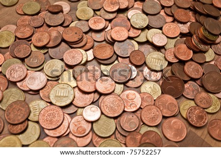 Dozens of euro coins