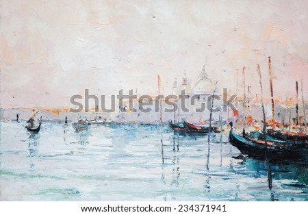 oil painting, art, landscape, river, sea, ocean, pier,