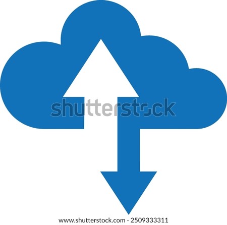 Cloud download and upload icon. Upload download cloud arrow. Line style. Download cloud computing outline and filled vector sign. Download symbol.