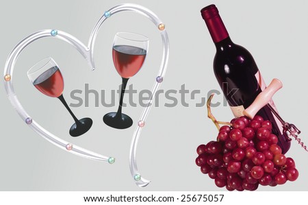 Easter with a red bottle vine and grapes