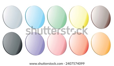 Set of colored lenses round eyeglass lenses vector illustration