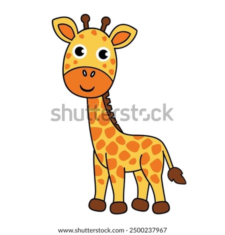 Giraffe cartoon, vector illustration. Giraffe clipart, isolated on white background. Cute safari animal. African animal.