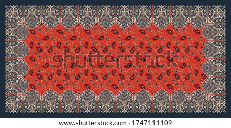 Indian Meghal art illustration textile dupatta design. textile scarf pattern design.   Stock fotó © 