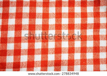 Texture of checked fabric , Red & White tablecloth pattern, Plaid, for Background