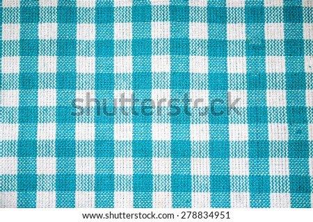 Texture of checked fabric , Aqua Blue & White tablecloth pattern, Plaid, for Background