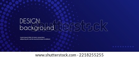Navy blue abstract vector long banner. Business minimal background with halftone circle frame and copy space for text. Social media header, web banner