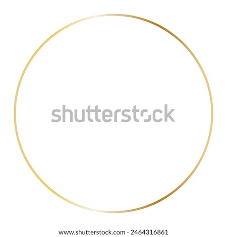 Golden circle frame. Vector outline thin round aesthetic geometric shine border for invitations design