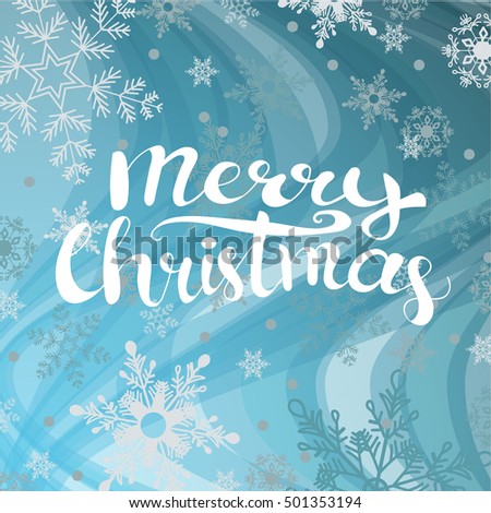 Merry Christmas On Blue Snowflake Background. Stock Vector Illustration ...