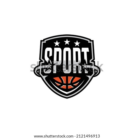 basketbal emblem logo template with sheild and star