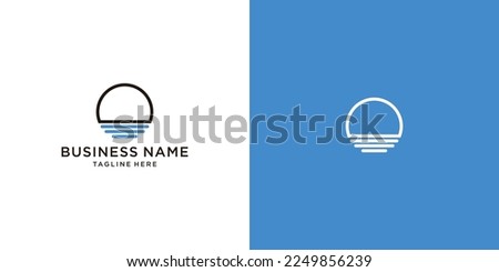 Letter O Sunset Logo Design Element