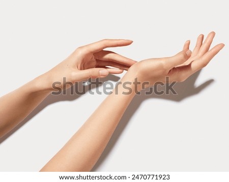 Similar – Image, Stock Photo Female hands with beautiful gray succulent