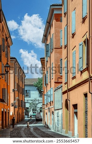 Similar – Image, Stock Photo City stroll with shuttered shop windows and a curve