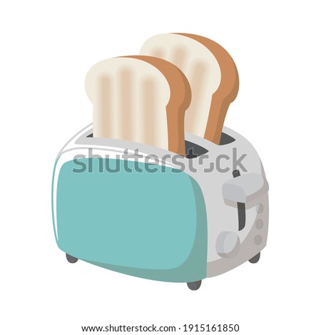 Pop up toaster vector illustration. Fresh out of the oven.