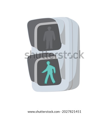 Green LED pedestrian traffic light. Vector illustration.