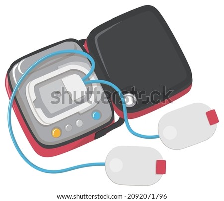 AED start. Automated external defibrillator. Vector illustration.