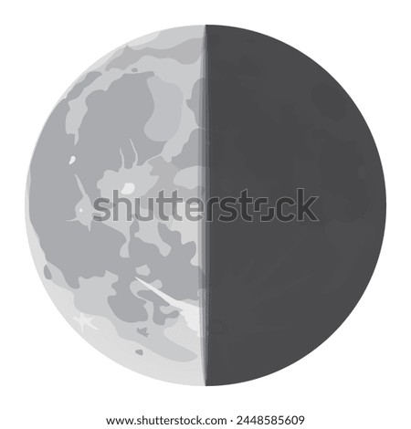 Waning moon. Last quarter moon. Half moon. Vector illustration.