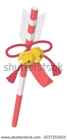 New Year’s exorcising arrow. Arrow used to drive off evil. Japanese traditional culture. Vector illustration.