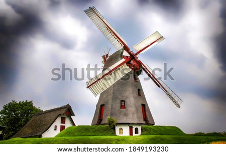 Windmill farm in gloomy day