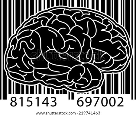 Brain in bar code (black color)