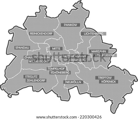 Map of Berlin districts. All districts are identified by name.