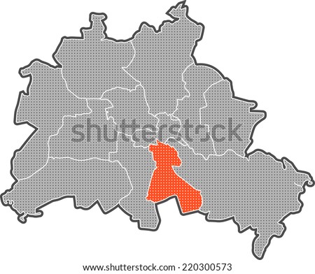Map of Berlin districts. Focus on district Neukolln