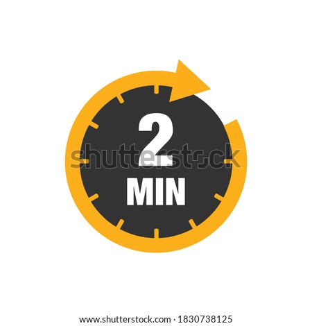 Two minutes icon isolated on white background. Cooking time concept. 2 minutes waiting time icon. Vector stock