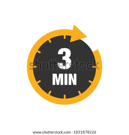 Three minutes icon isolated on white background. Cooking time concept. 3 minutes waiting time icon. Vector stock