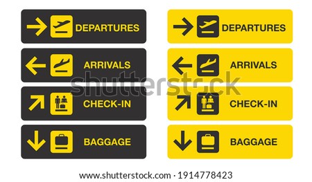 Airport sign isolated on white background. Airport board airline sign, departures, arrivals, check in, baggage information. Vector stock Stok fotoğraf © 