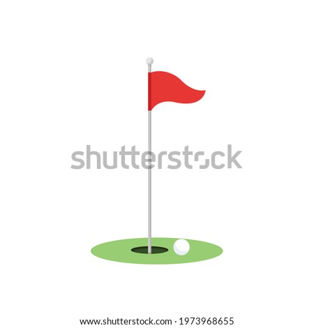 Red golf pennant isolated on white background. Golf hole icon. Golf equipment. Vector stock