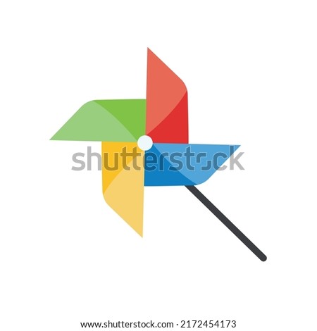 Pinwheel isolated on white background. Pinwheel toy child game icon. Vector stock