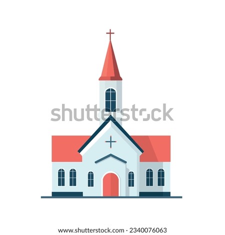 Christan church building isolated on white background. Religious building. Vector stock