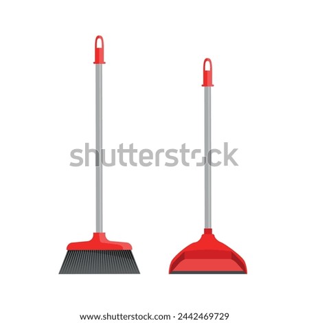 Similar – Image, Stock Photo Broom with red bristles and sweeper with straw bristles, stand after work done, tidy in the garage, summer house, broom closet.