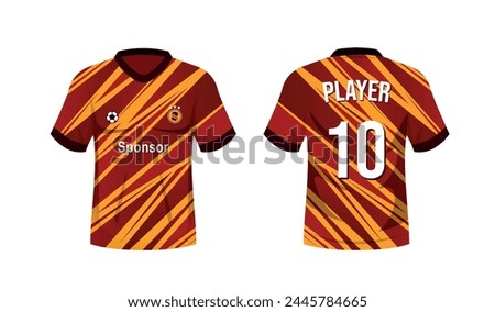 Soccer jersey sport t-shirt design. Front and back view soccer uniform. Sport shirt mock up. Vector stock