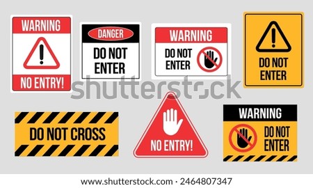 Do not enter sign label set isolated on white background. Vector stock