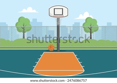 Similar – Image, Stock Photo street basket hoop and blue sky background