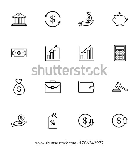 Business Finance Icon set, money sign and symbol vector