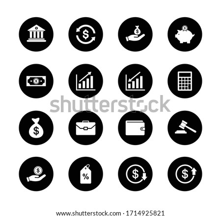 Finance Icon set, money sign and symbol vector