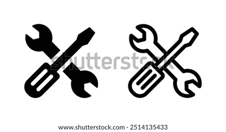 Tools and Service icon. Screwdriver and wrench icon. Settings and repair, service sign vector