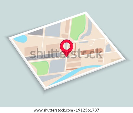 Navigation rocket, pin, location icon. The location of the pointer mark on the city map.
GPS navigation system. Geolocation, along the designated route. Vector image.