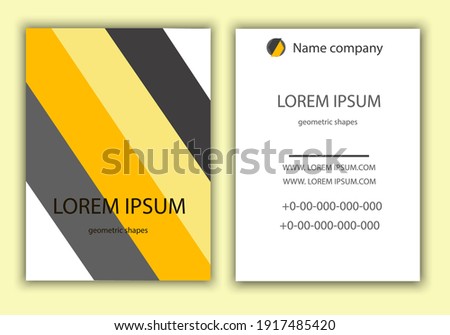 Business card template on both sides. White background, vertical position. Modern, design, contacts, phone number, email, company logo. Vector illustration.
