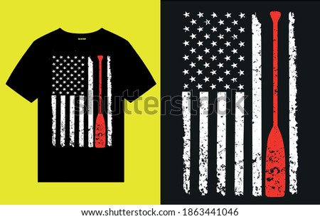 American flag with paddle t shirt design vector