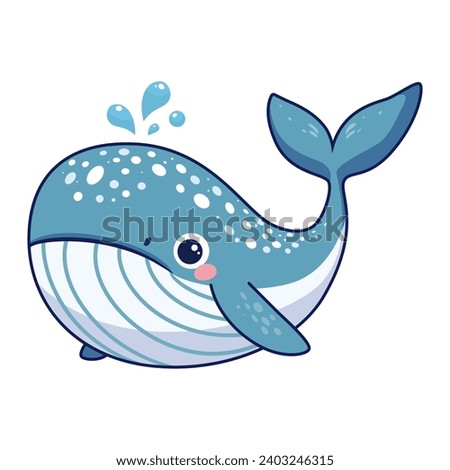 Vector Illustration of a Cute Whale in 2d cartoon style or 2d game style