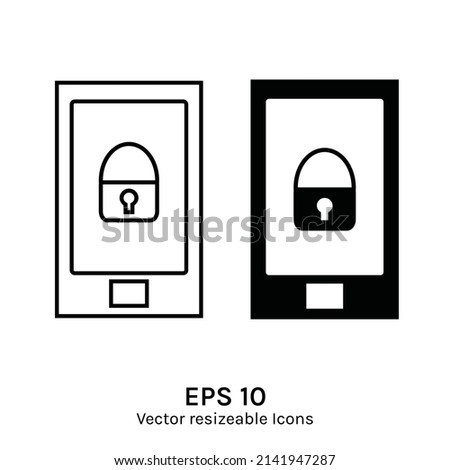 mobile phones with lock off icon in outline and filled icons. isolates on white background. can be use for web design, app design, etc
