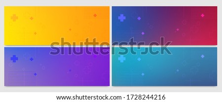 set multicolor gradient background mixed with dots, lines and plus marks makes it look contemporary.